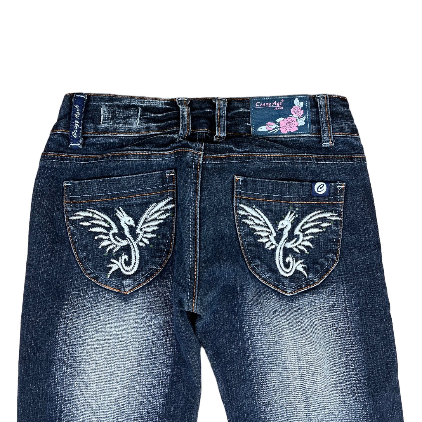 Y2k Flared Leg Jeans bestickt (XS