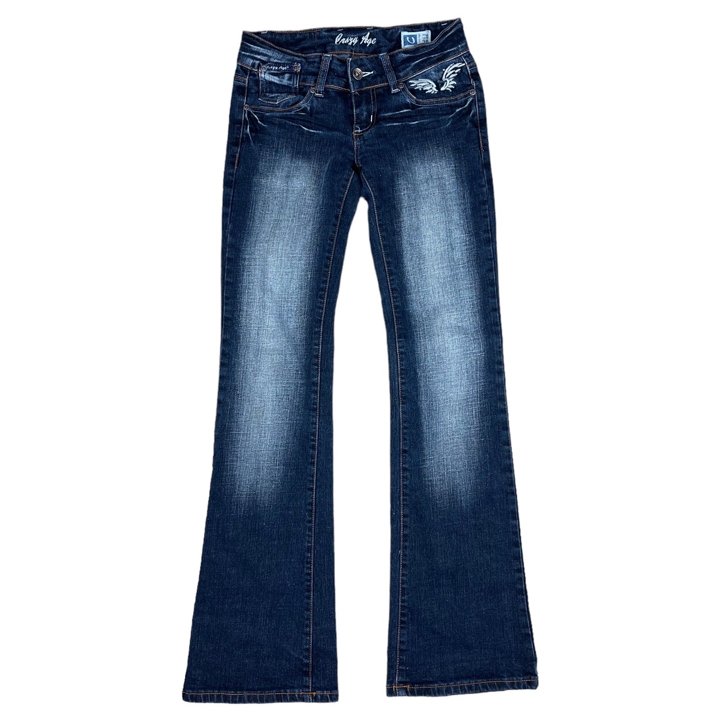 Y2k Flared Leg Jeans bestickt (XS