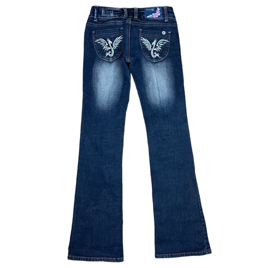 Y2k Flared Leg Jeans bestickt (XS