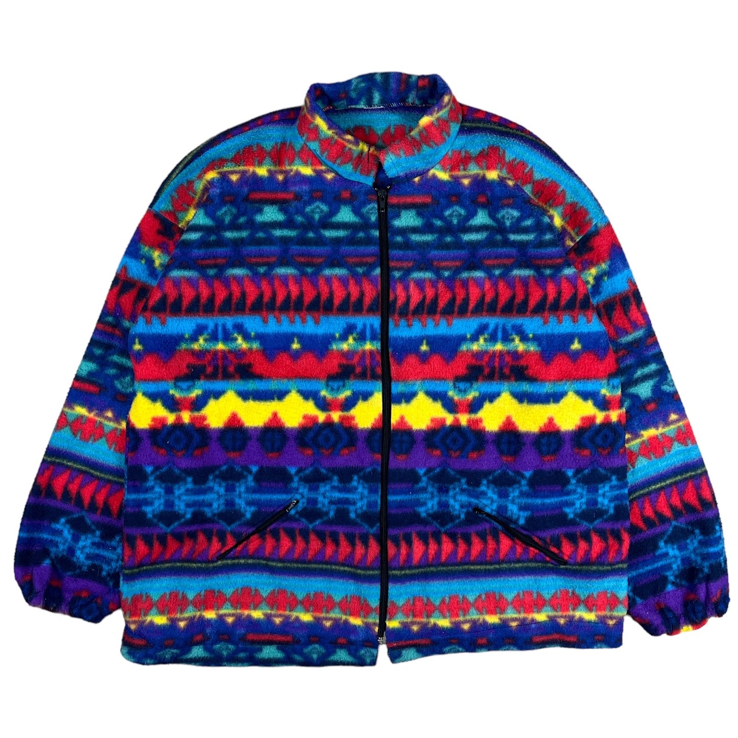 Vintage Fleece Jacke Crazy Pattern (M)