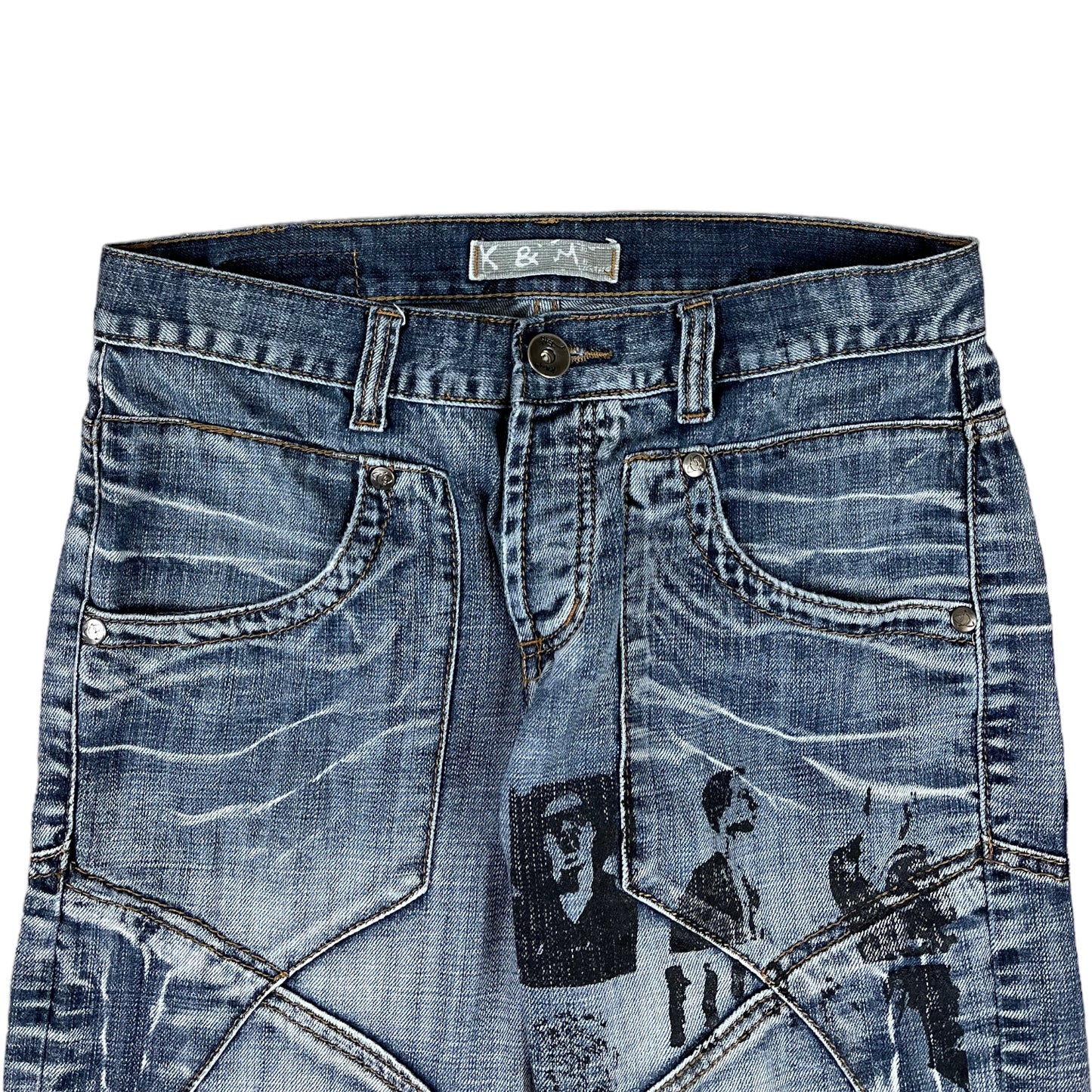 Vintage Printed Baggy Jeans (M)