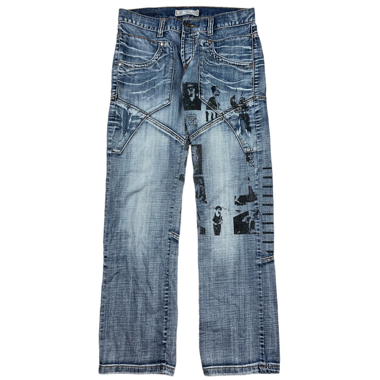 Vintage Printed Baggy Jeans (M)